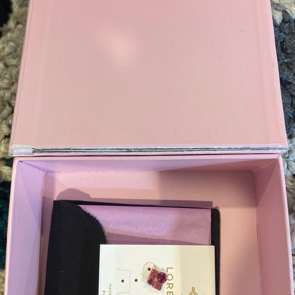 Loren Hope Earrings Pink Stud Gemstone - Picture 5 of 5